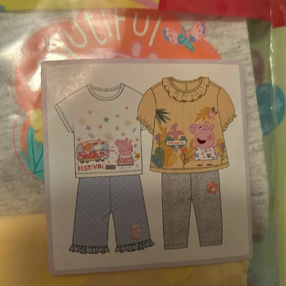 4-pc Peppa Pig toddlers short sleeves 100% organic cotton pajamas sleepw…